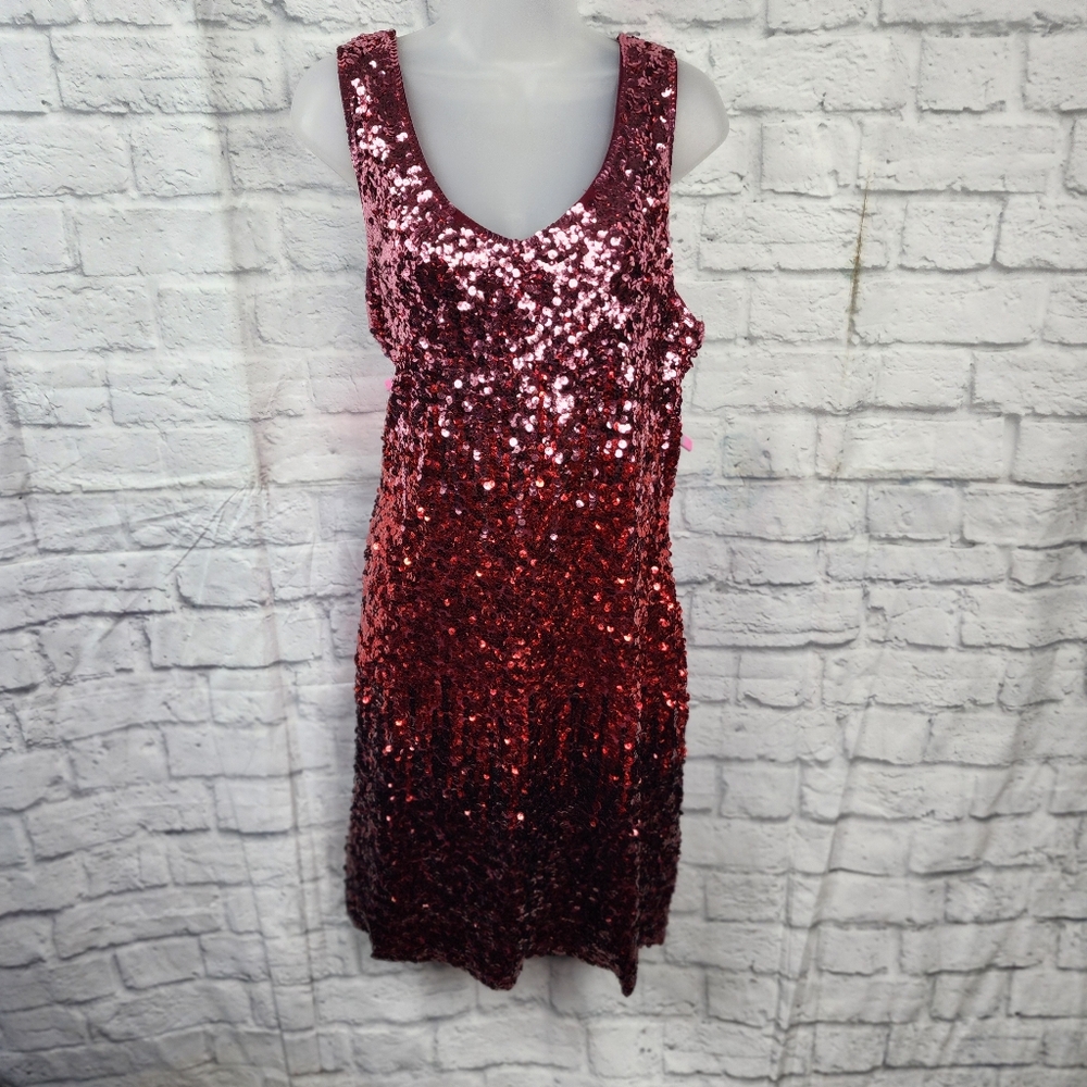 Maner Sequined Color Block Fade Party Dress - image 2
